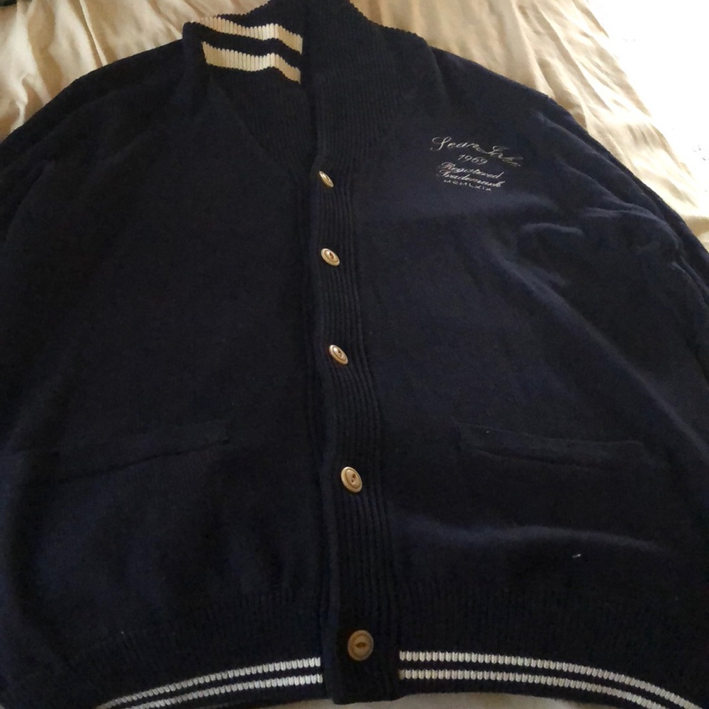 Navy/White Cardigan